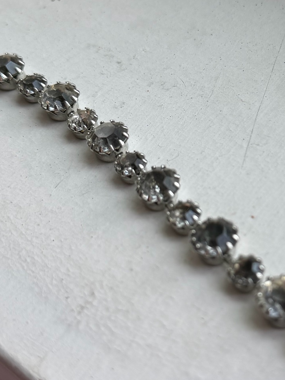 Albert Weiss Vintage 1940s 1950s 1960s Iridescent Silver Crystal Tennis Bracelet - Picture 5 of 6